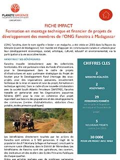 Formation en montage technique et financier de projets de développements des membres de l'ONG Fanoitra à Madagascar