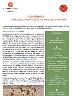 Fiche impact écologique pour le parc de la Pendjari au Bénin